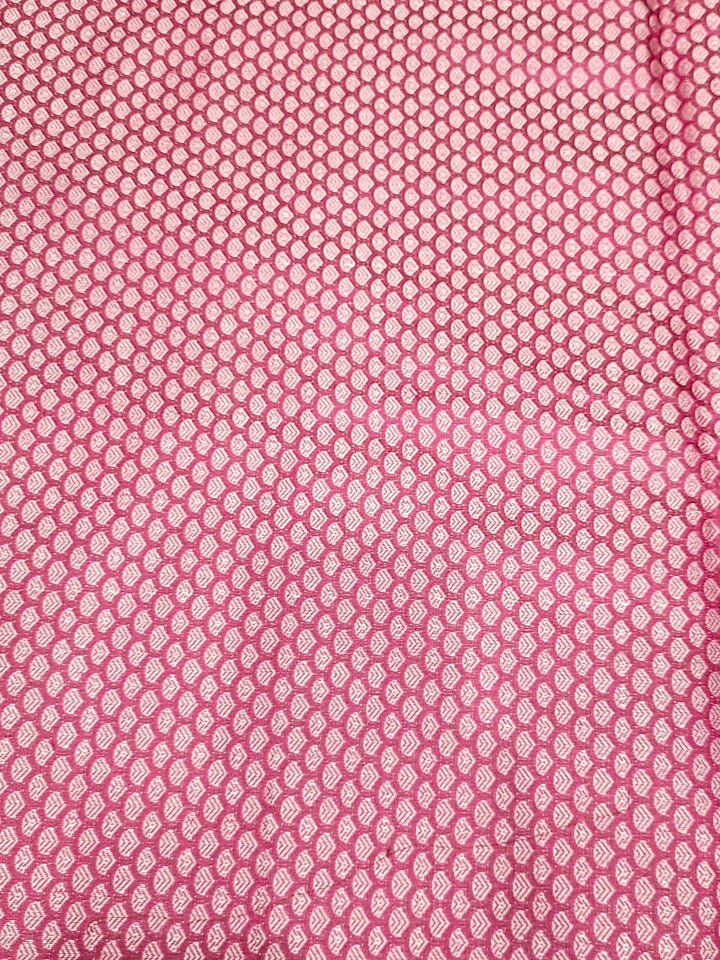 Banarasi Silk Dress Material with Scalloped Floral Motifs & Jaal pattern Jhallar Dupatta