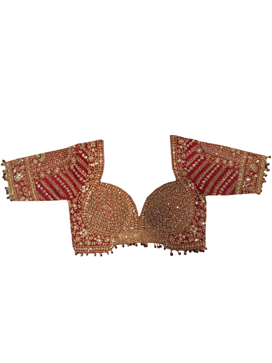 Rani Pink Bridal Heavy Embroidered Lehenga Choli Set with 2 Dupatta