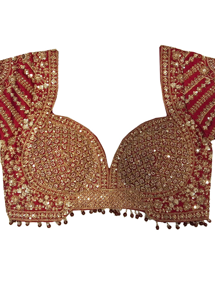 Rani Pink Bridal Heavy Embroidered Lehenga Choli Set with 2 Dupatta