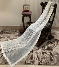 White Embroidered Net Saree