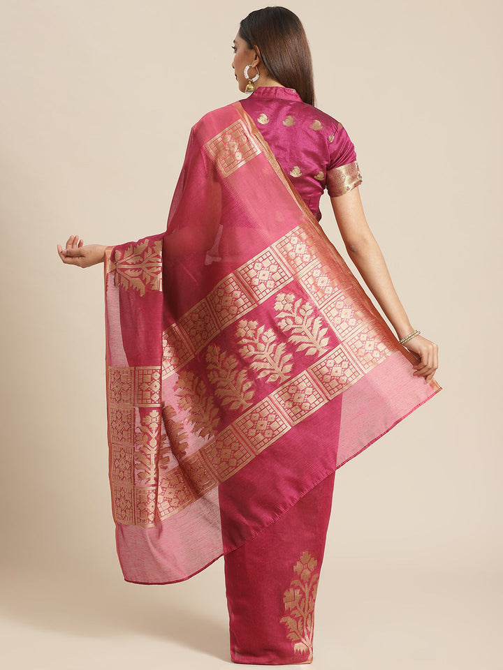 Banarasi Heritage Jute Silk Saree with Striking Floral Motifs & matching Belt