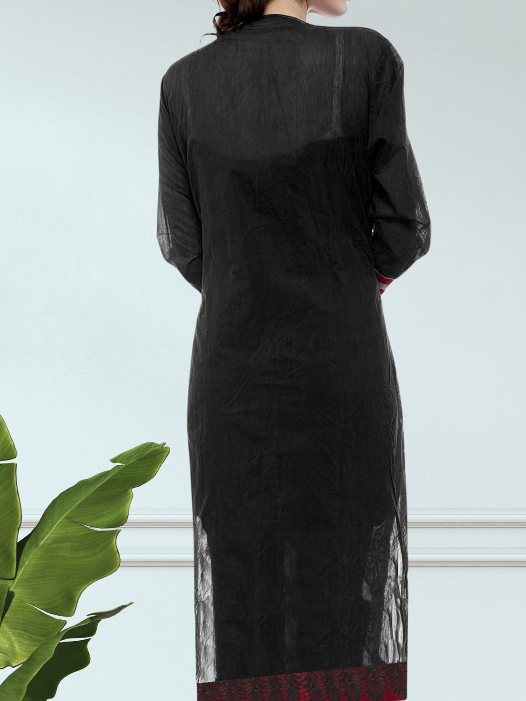 Georgette Semi-Stitched Suit with Laced Hemlines & Applique Embroidery