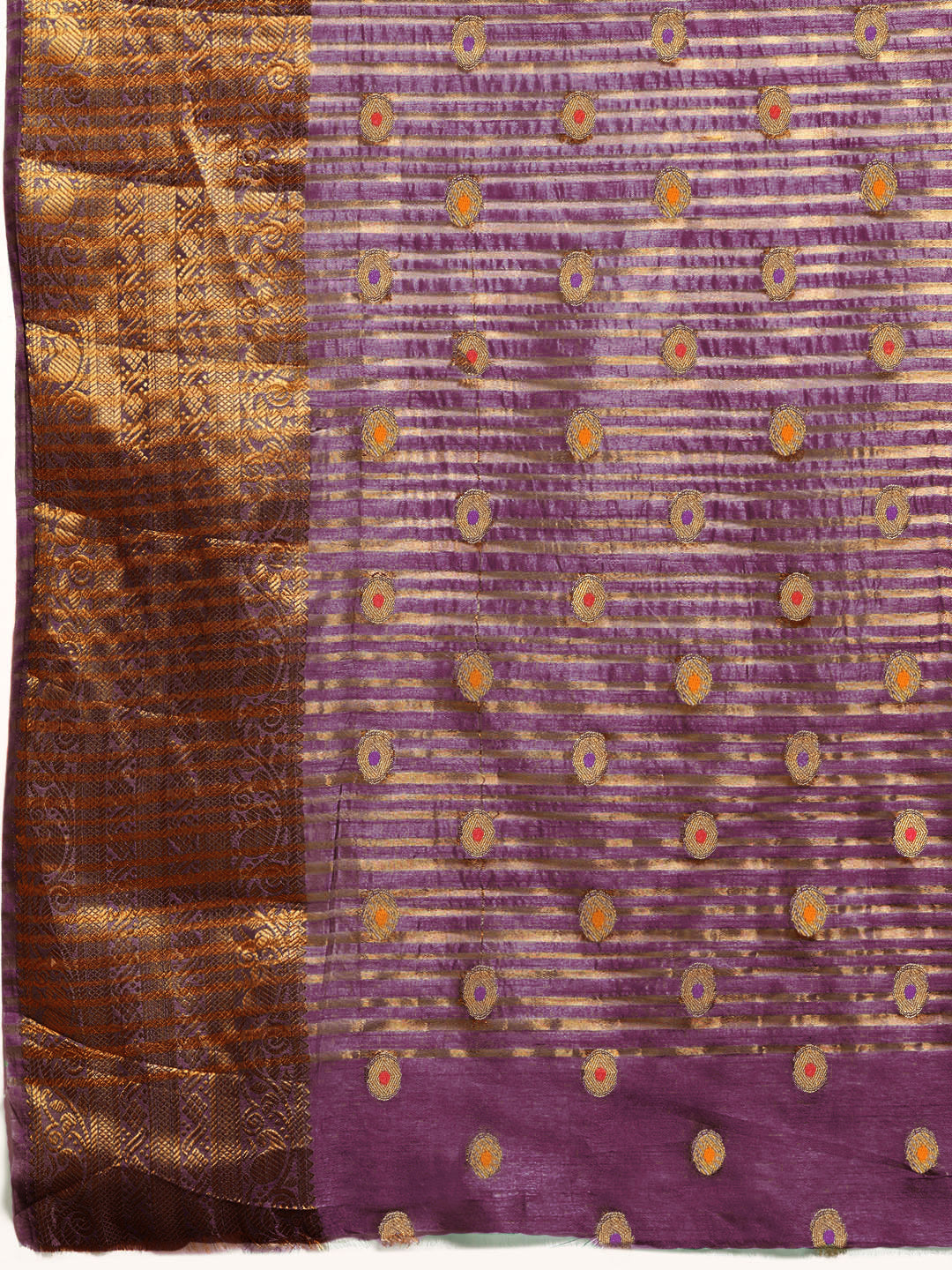 Zari Woven Ethnic Border Mysore Silk Handloom Saree with Meenakari weaving