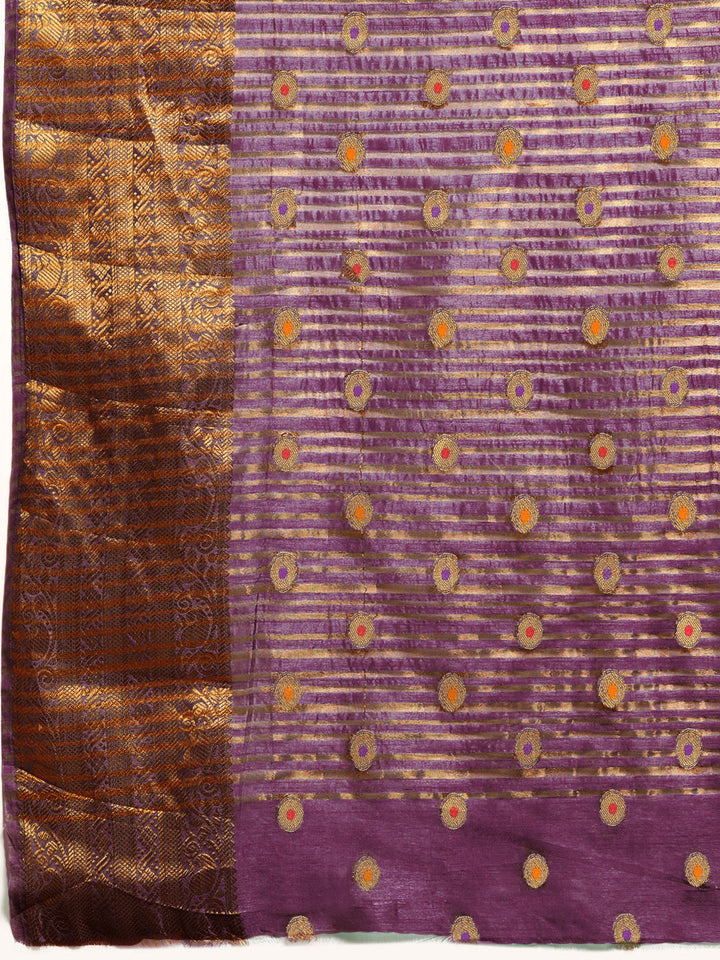 Zari Woven Ethnic Border Mysore Silk Handloom Saree with Meenakari weaving