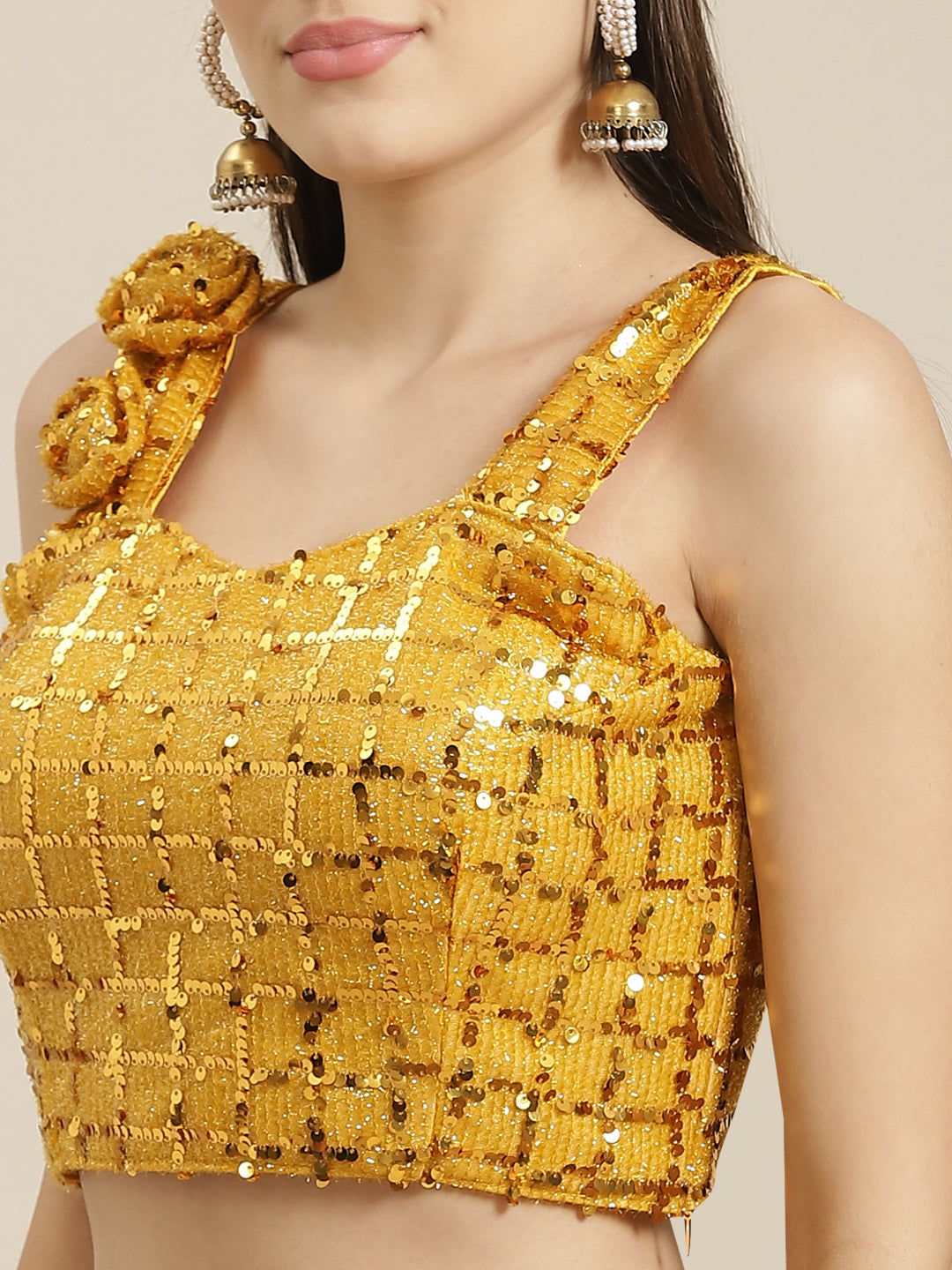 Ruffled Pre-Stitched Saree Gown with Festive Layering & Bling Sequence Embroidery Blouse
