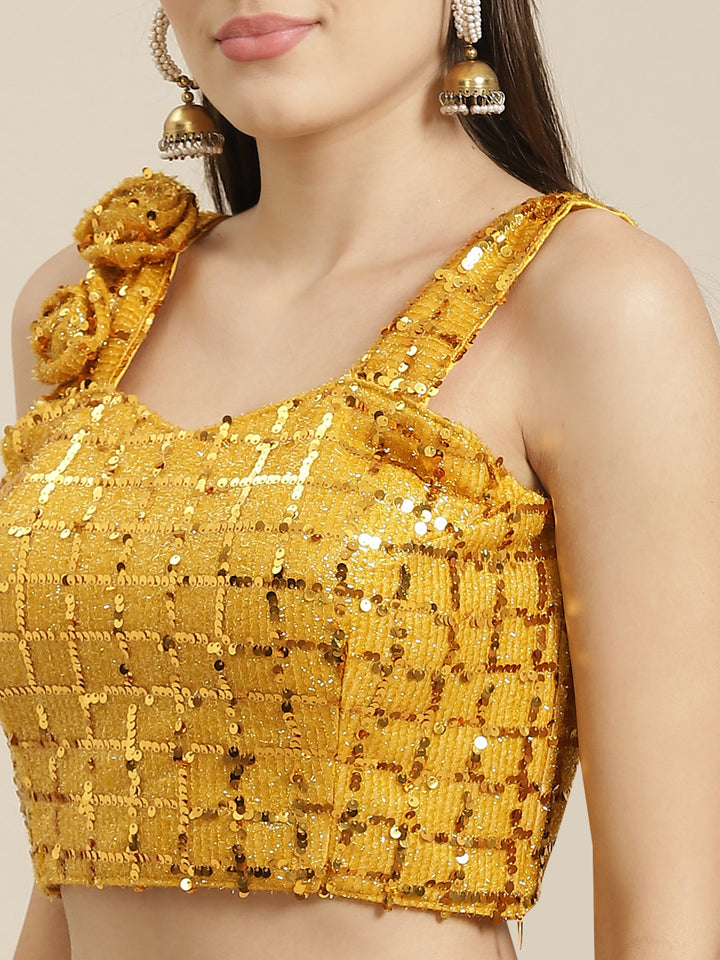 Ruffled Pre-Stitched Saree Gown with Festive Layering & Bling Sequence Embroidery Blouse