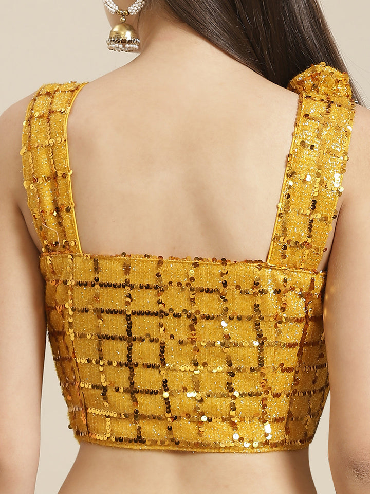 Ruffled Pre-Stitched Saree Gown with Festive Layering & Bling Sequence Embroidery Blouse