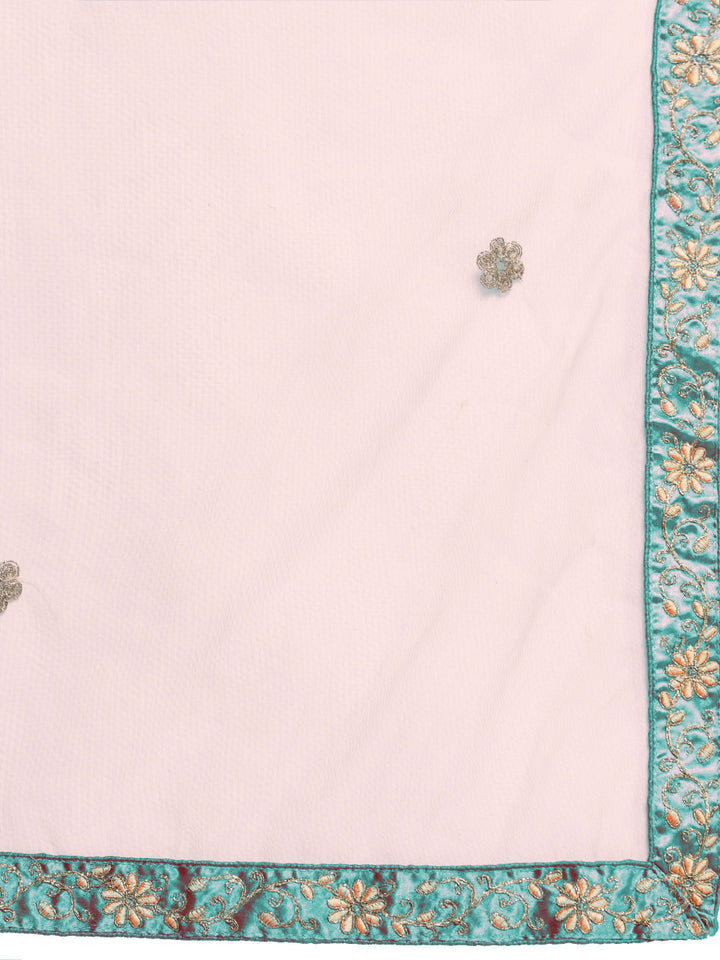 Turquoise Blue Zari & Resham Floral Embroidered Net Lehenga Choli Set
