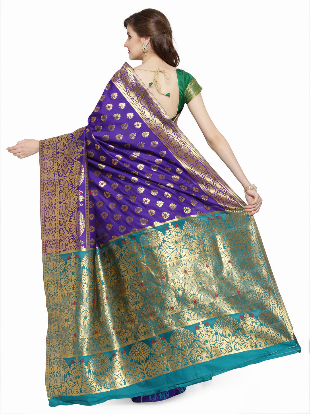 Banarasi Purple Green Silk Saree