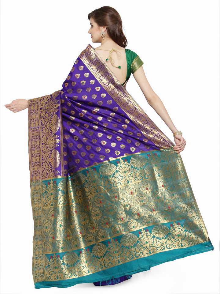 Banarasi Purple Green Silk Saree