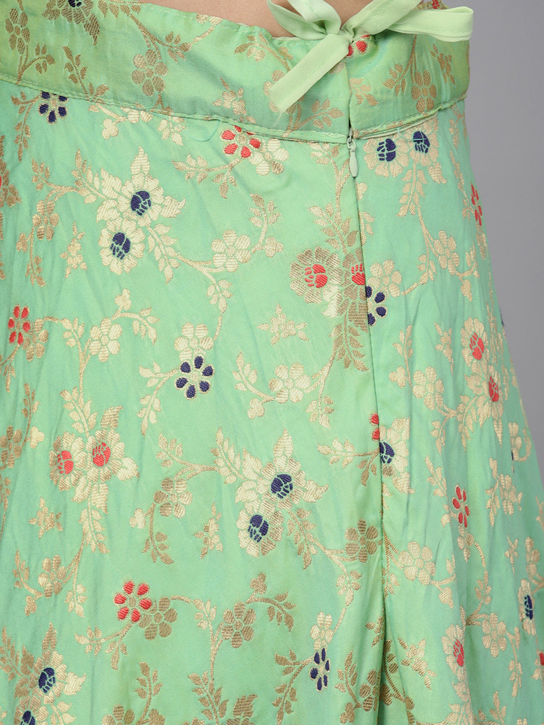 Banarasi Silk Crop Top Lehenga with Embroidered blouse