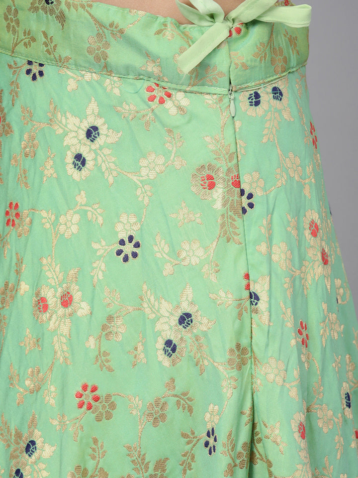 Banarasi Silk Crop Top Lehenga with Embroidered blouse