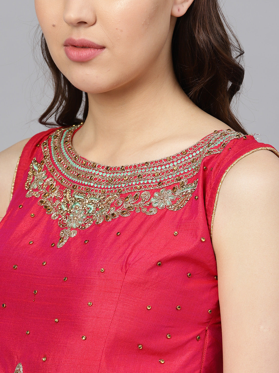 Banarasi Silk Crop Top Lehenga with Embroidered blouse