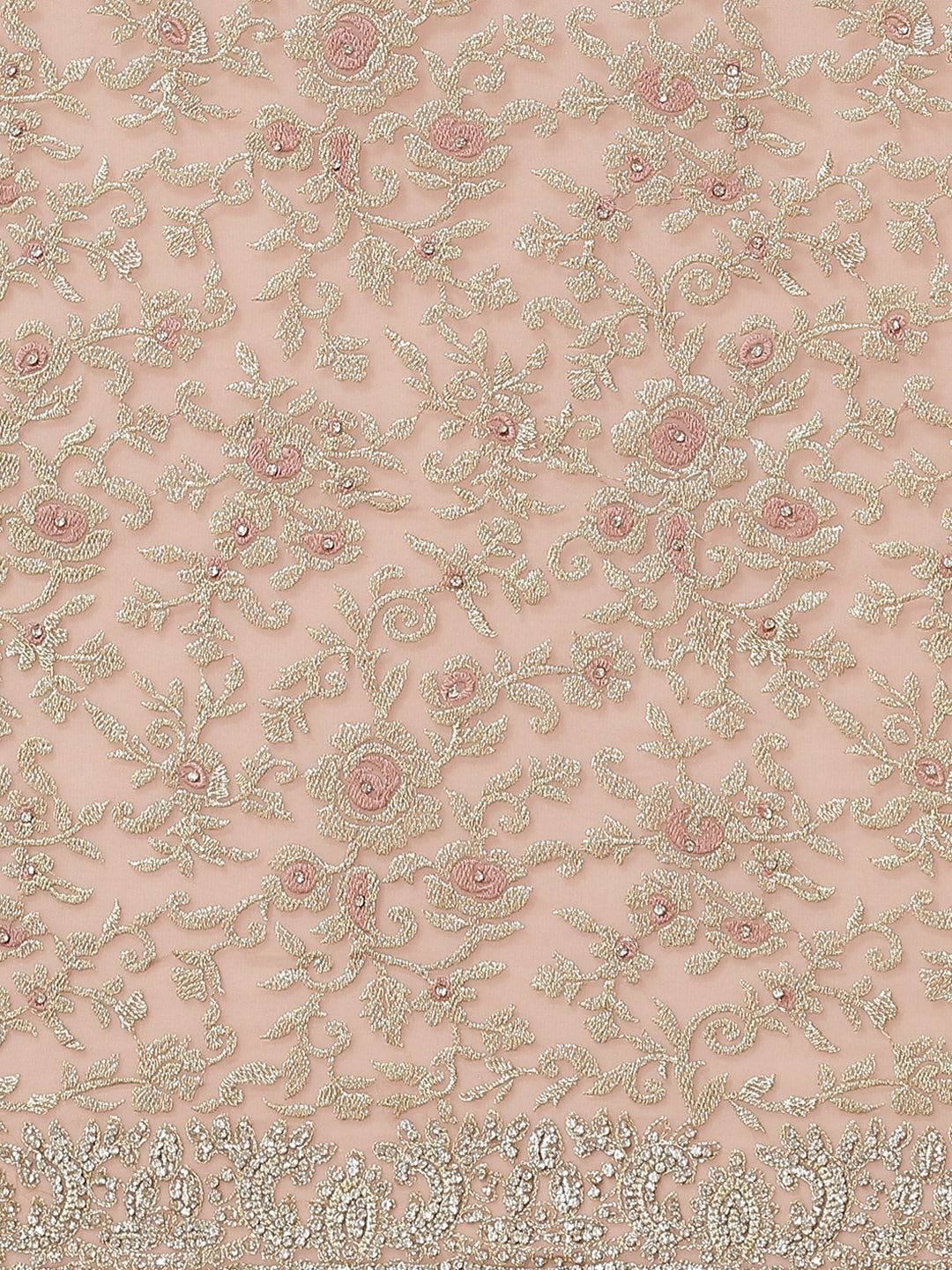 Embellished Scalloped Cocktail Saree with Swarovski Crystals & Zari Floral Embroidery