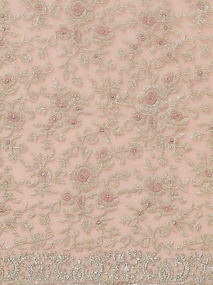 Embellished Scalloped Cocktail Saree with Swarovski Crystals & Zari Floral Embroidery