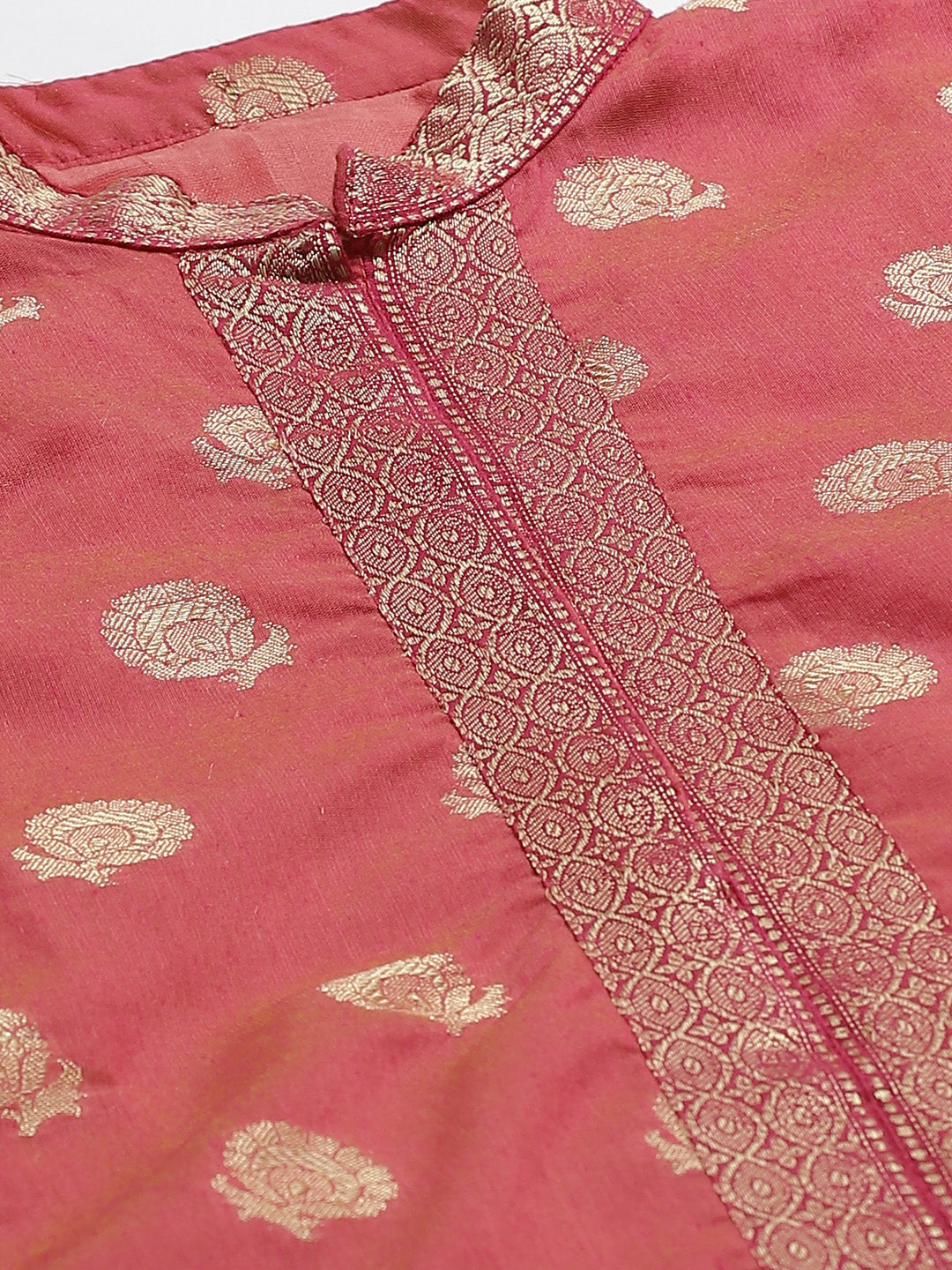 Banarasi Kurta Set with Zari meenakari Floral weaving and Handloom dupatta