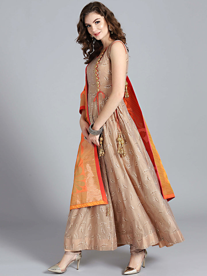 Angrakha Embossed Suit with Banarasi Dupatta