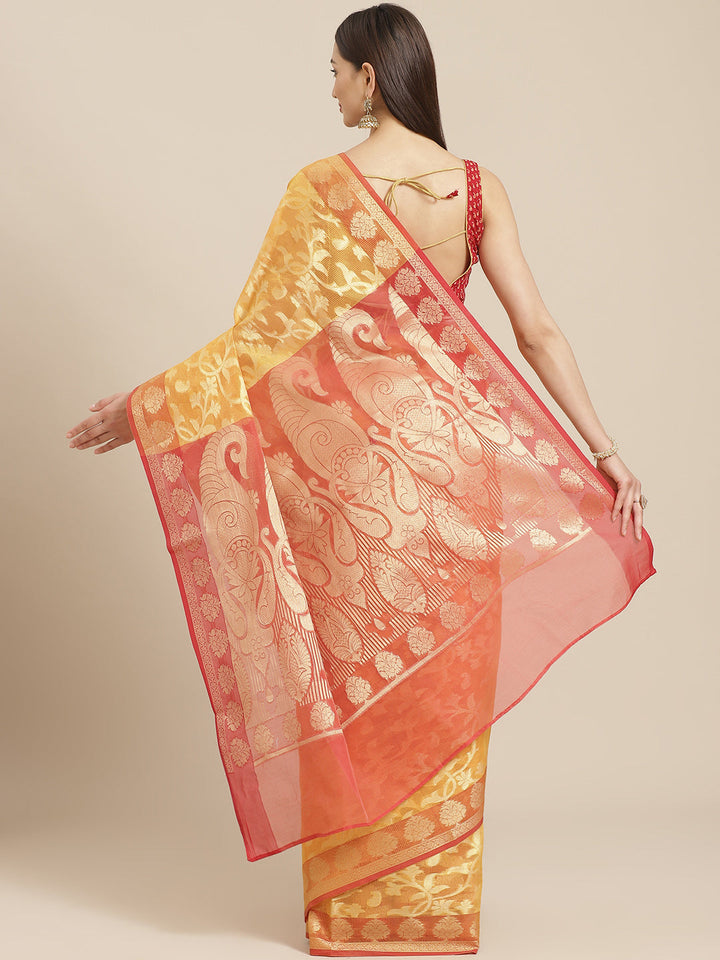 Jamdani Heritage Saree with Mughal Inspired ethnic motifs & Contrast Border