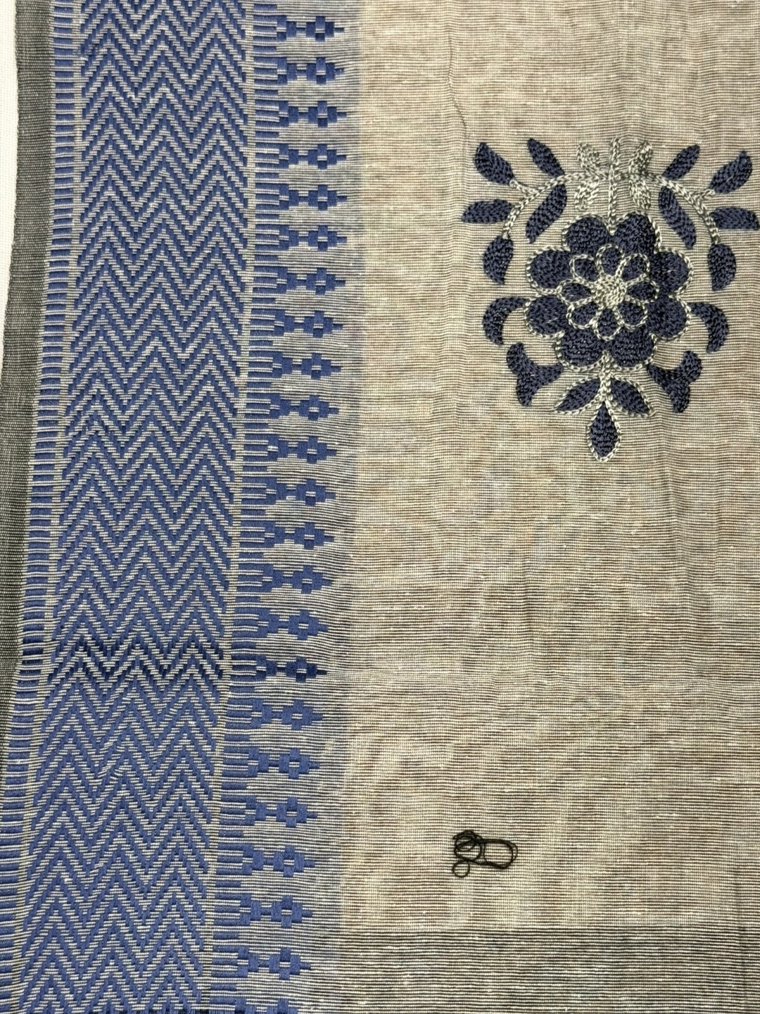 Striped South Cotton Sequinned Unstitched Suit with Floral Resham Embroidery
