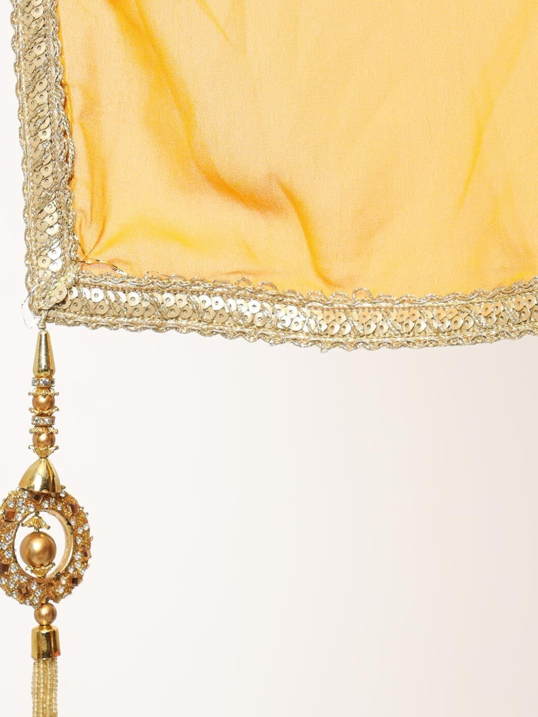 Bright Mukaish Embellished Flared Georgette Lehenga Choli Dupatta Set