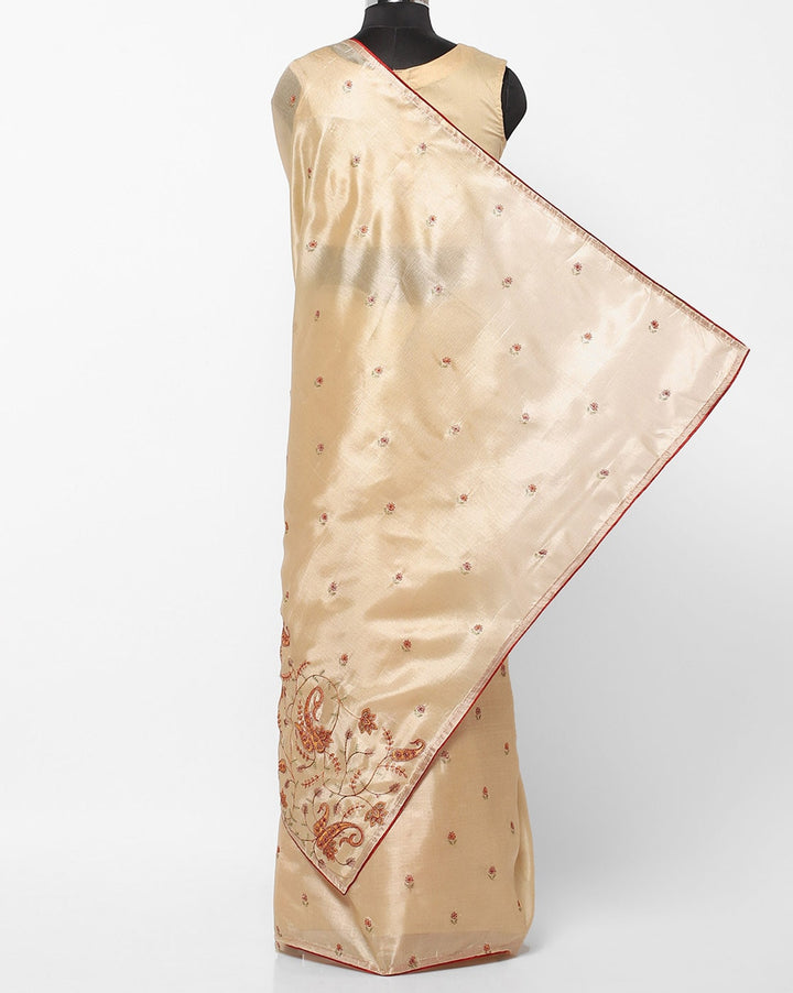 Tussar Banarasi Woven Saree With Ethnic Paisley Motifs Resham Embroidery in a Traditional Pattern With Matching Blouse
