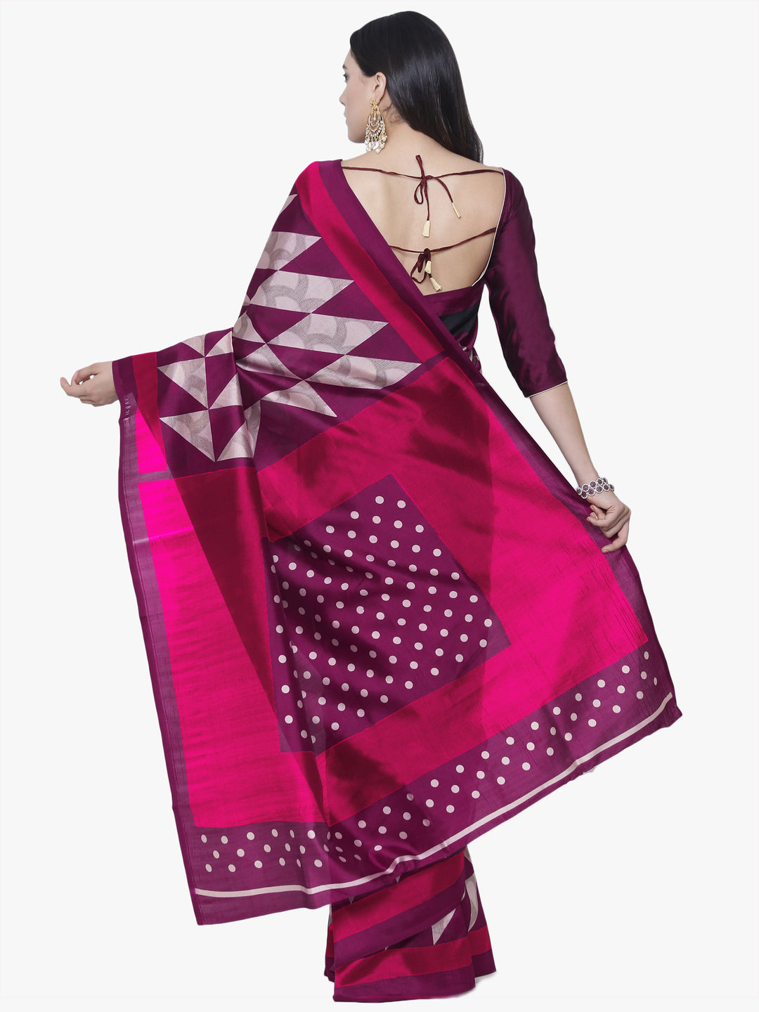 Purple Printed Art Silk Saree