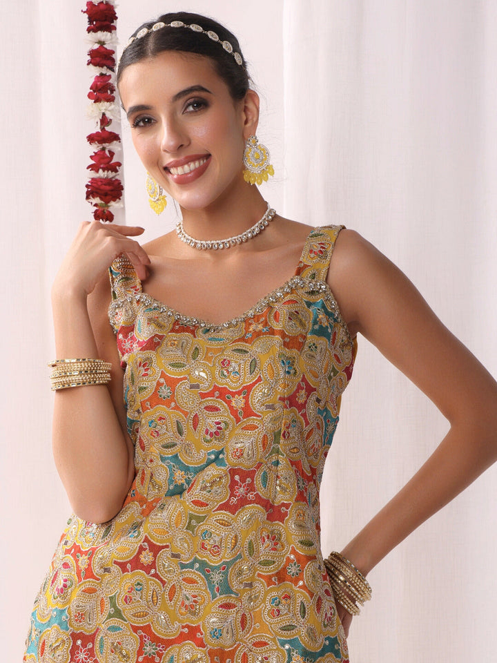 Multicolor Resham Embroidered Kurta Set