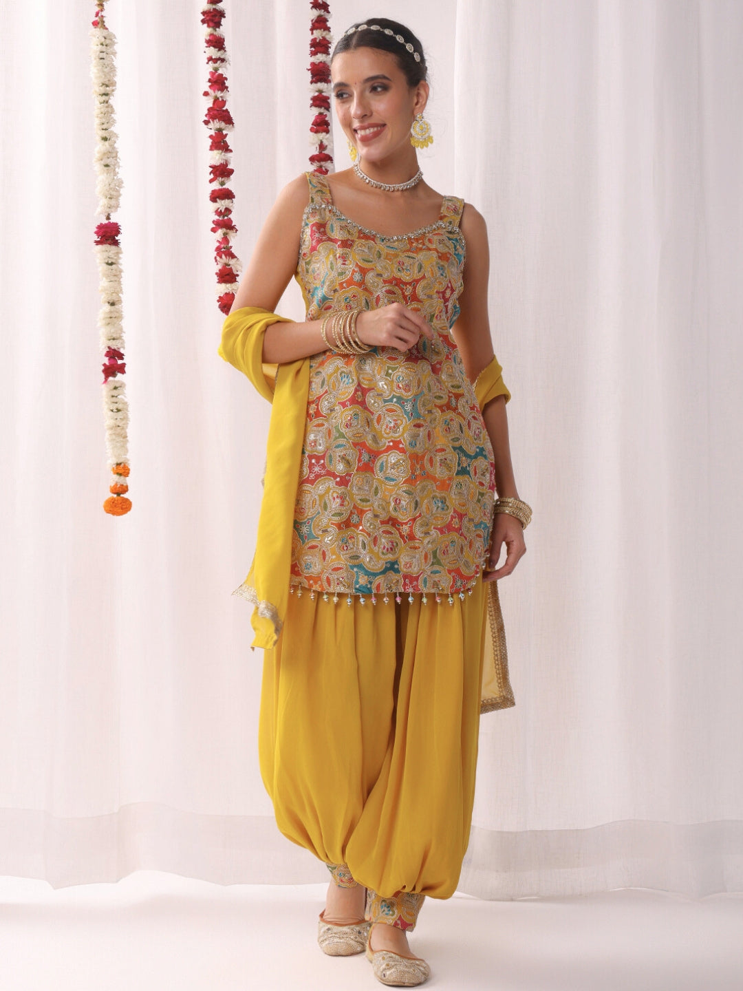 Multicolor Resham Embroidered Kurta Set