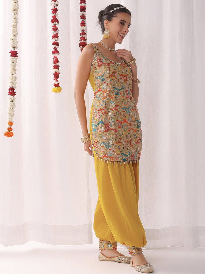 Multicolor Resham Embroidered Kurta Set