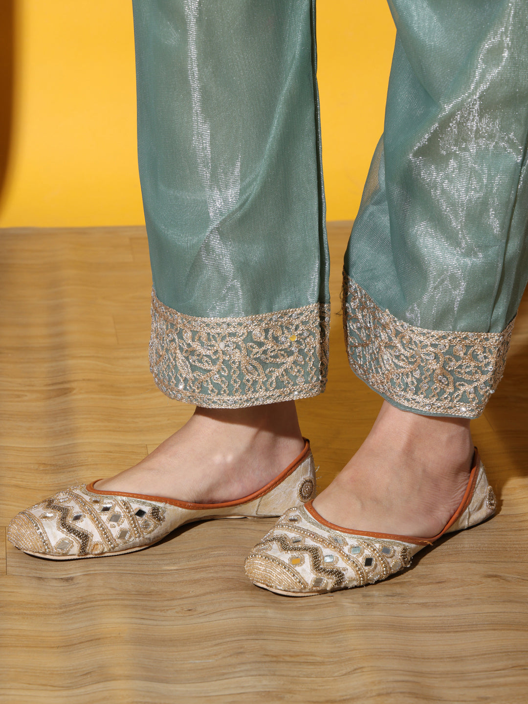 Dori Embroidered & Mirror Work Organza Kurta Set