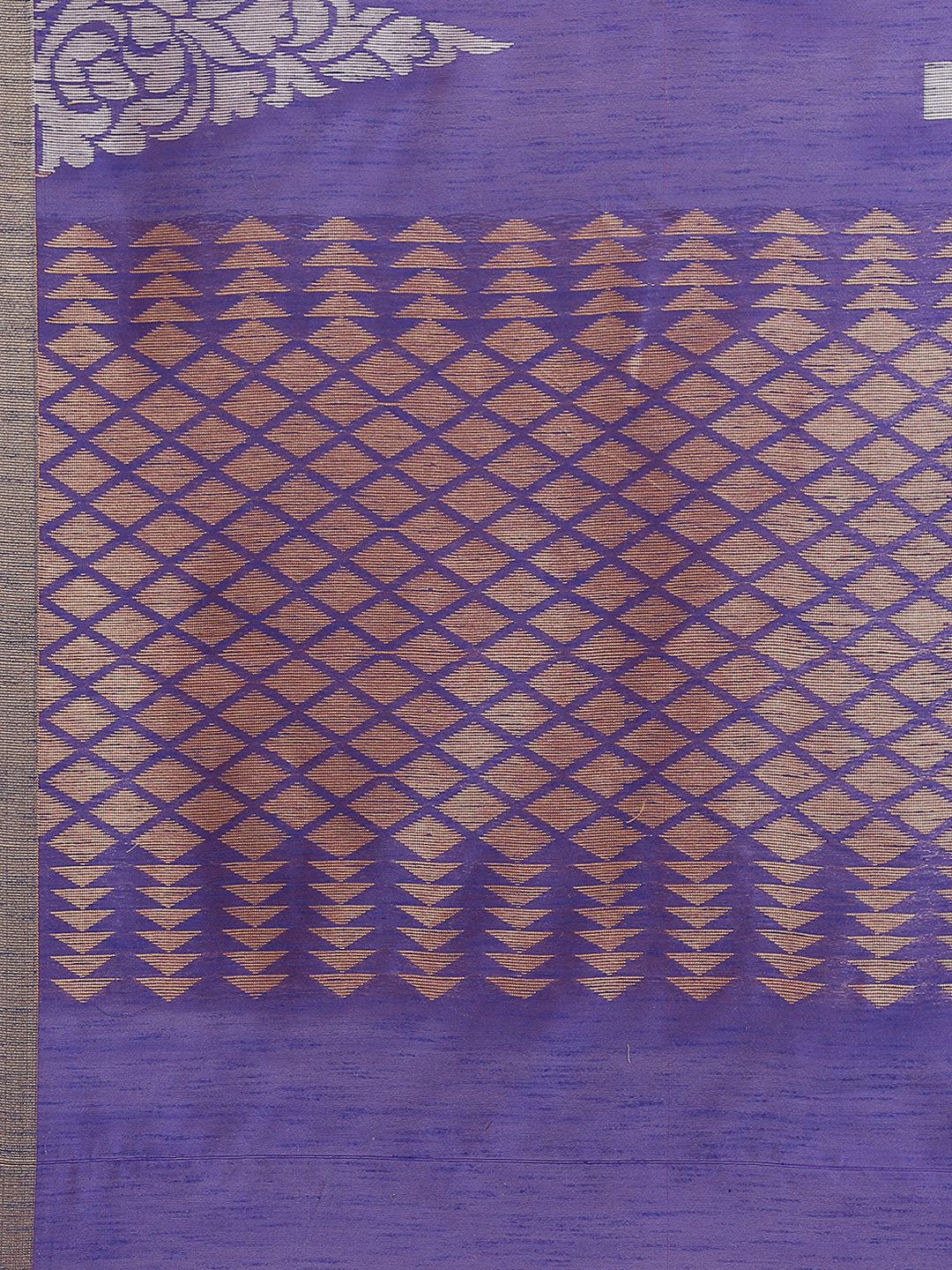 Chanderi Ikat Inspired Jute Slub Saree with Kanjivaram Temple Pattern in Zari