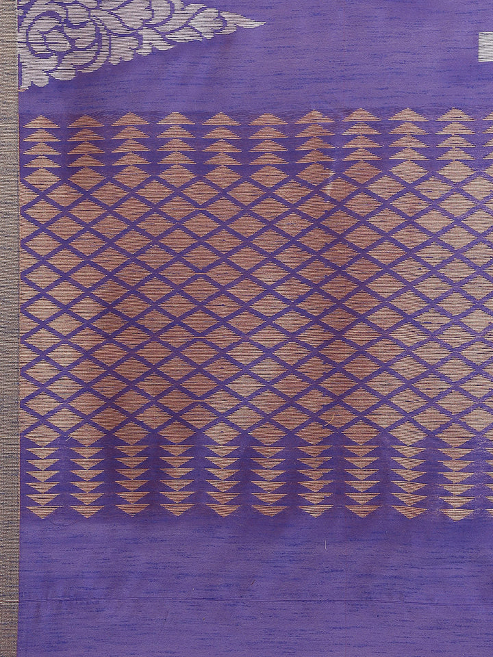 Chanderi Ikat Inspired Jute Slub Saree with Kanjivaram Temple Pattern in Zari