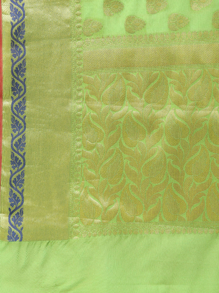 Chanderi Silk Banarasi Saree with Broad Zari Meenakari Border
