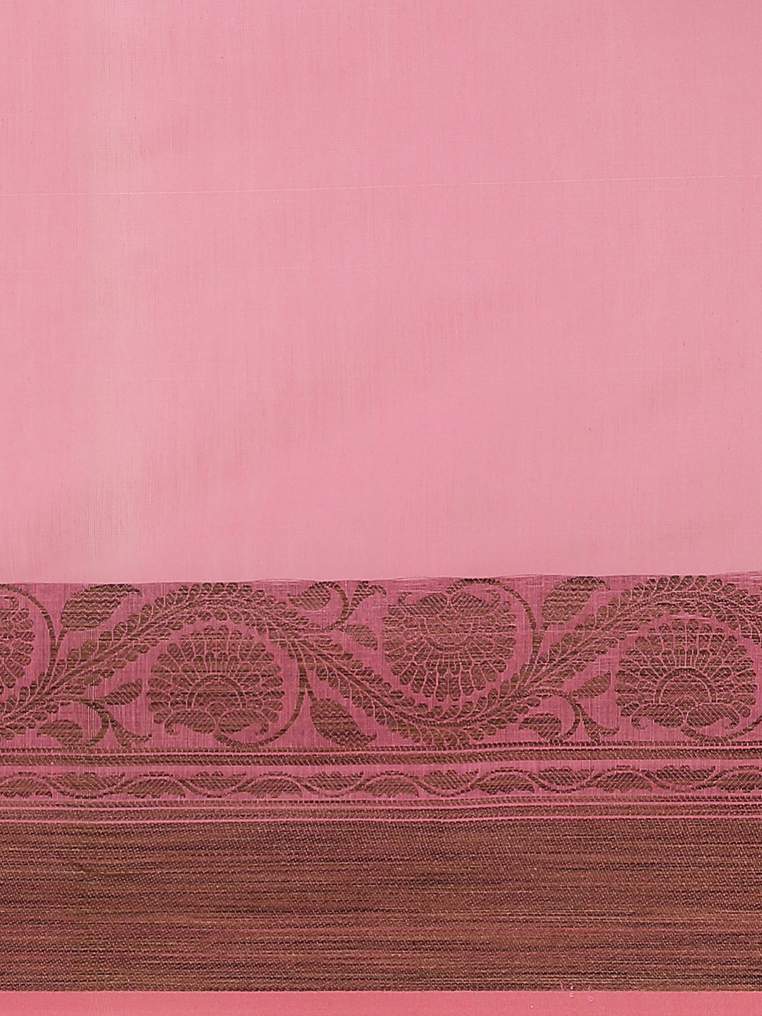 Rose Pink Banarasi Chanderi Saree with Oxidised Resham Weaving Ethnic Floral Border