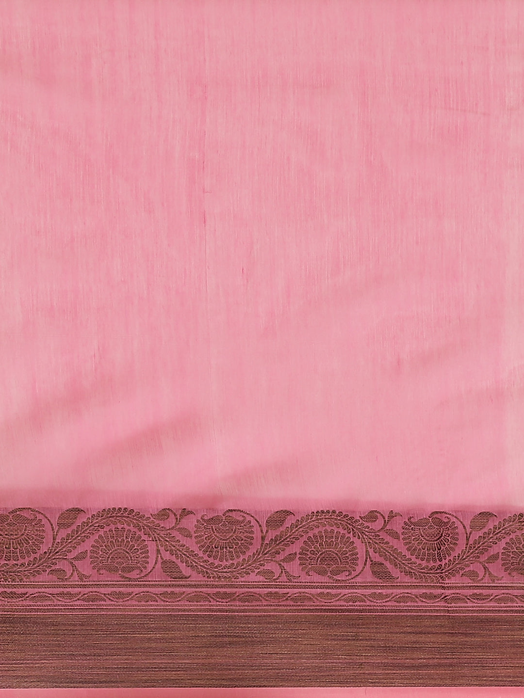 Rose Pink Banarasi Chanderi Saree with Oxidised Resham Weaving Ethnic Floral Border