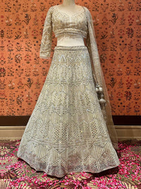 Champagne Gold Glimmer Geometric Lehenga