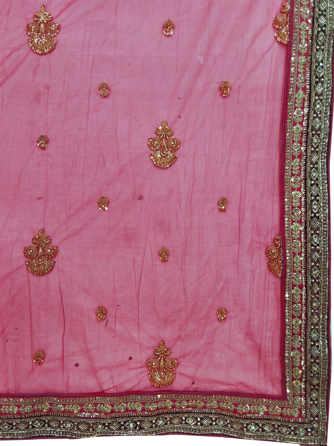 Pink Zari Embroidered Bridal Lehenga Choli with Palace Motif