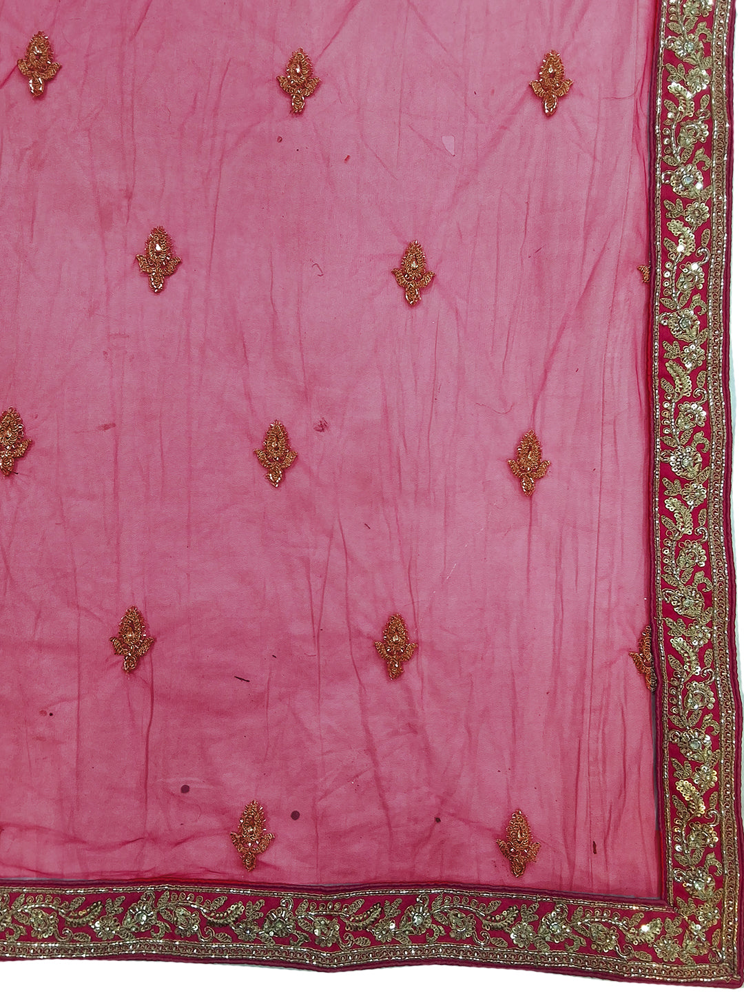 Pink Zari Embroidered Bridal Lehenga Choli with Palace Motif