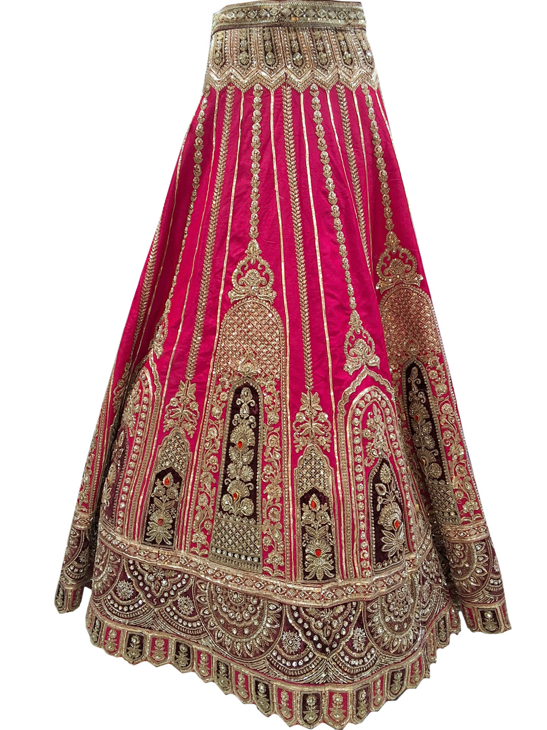 Pink Zari Embroidered Bridal Lehenga Choli with Palace Motif