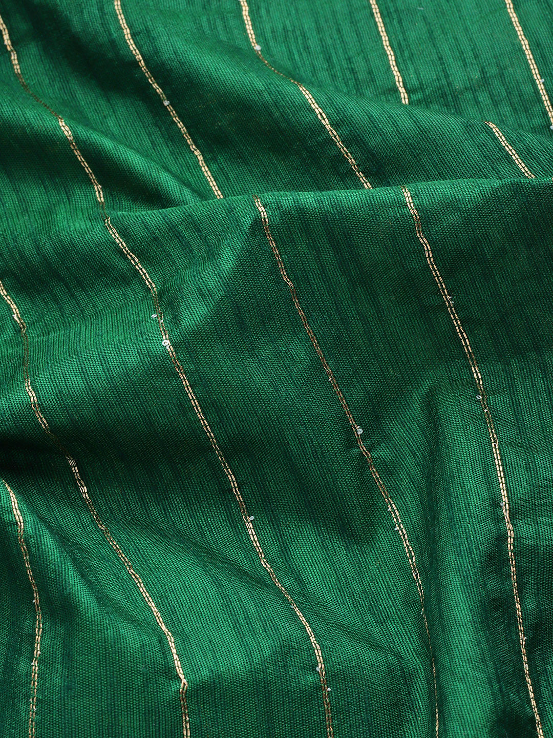 Bottle Green Floral & Paisley Zari Motifs Jute Silk Saree With Tassels