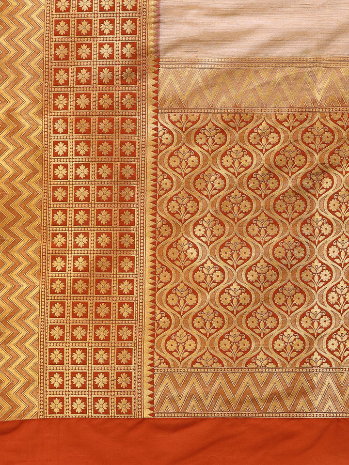 Banarasi Handloom Silk Half-and-Half Saree with Zari Weaving