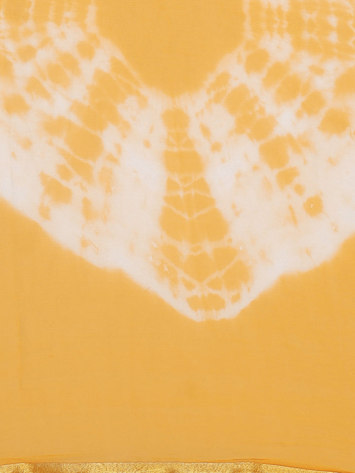 Yellow Batik Print Chiffon Party Wear Saree