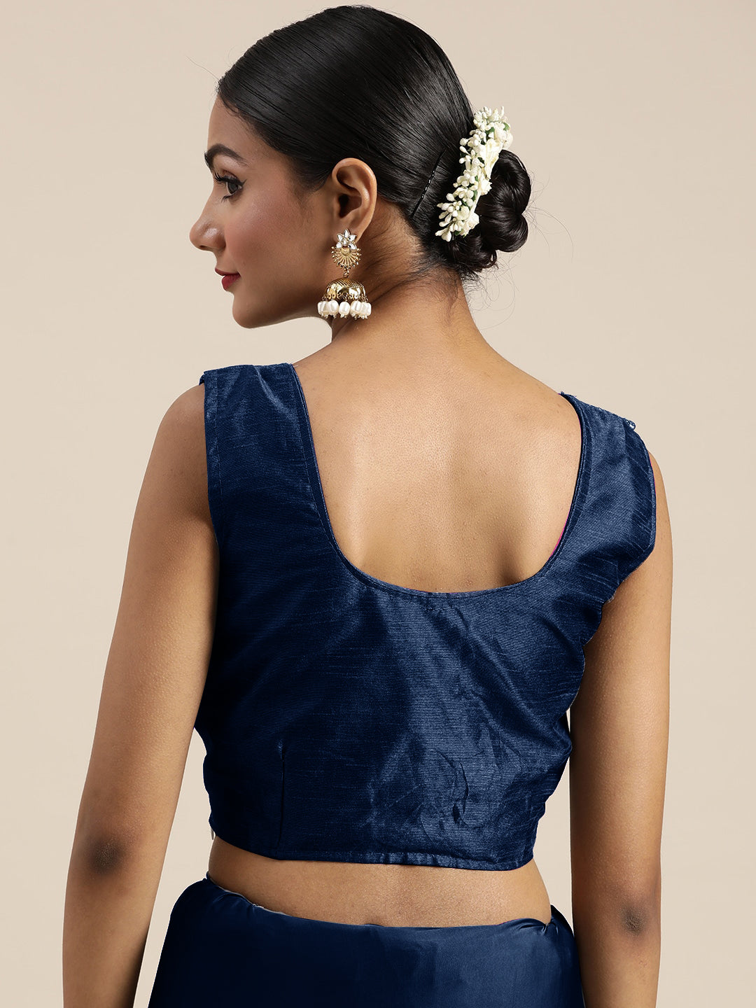 Pre-Draped Blue Ready to Wear Saree with Gold Foil print and Ruffles