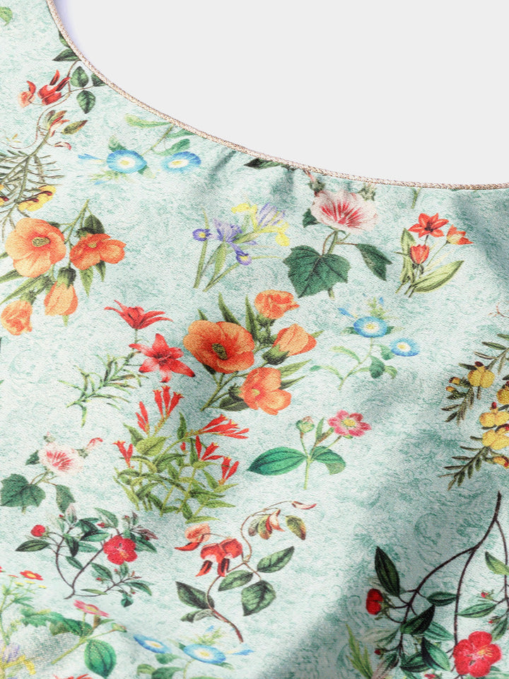 Digital Print Semi-stitched Lehenga with Floral Motifs