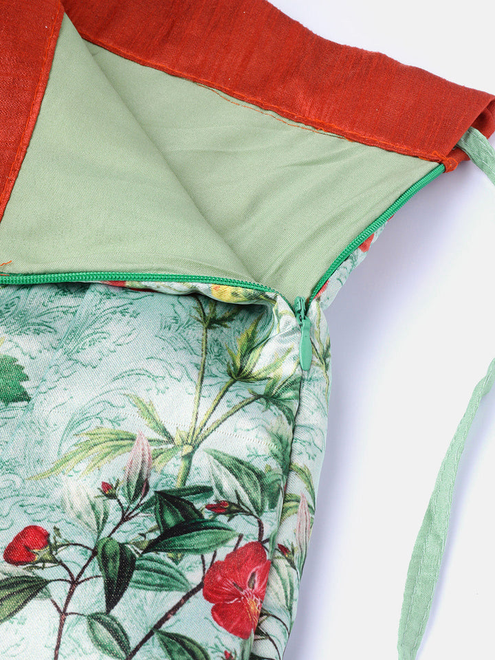 Digital Print Semi-stitched Lehenga with Floral Motifs
