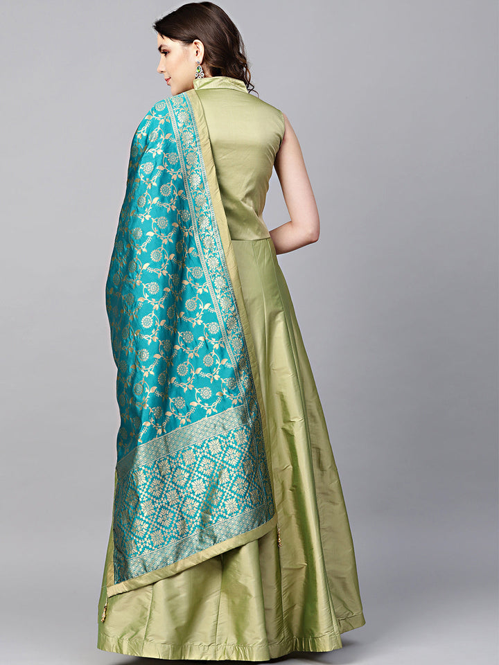 Silk Anarkali Kurta Gown with Banarasi Dupatta