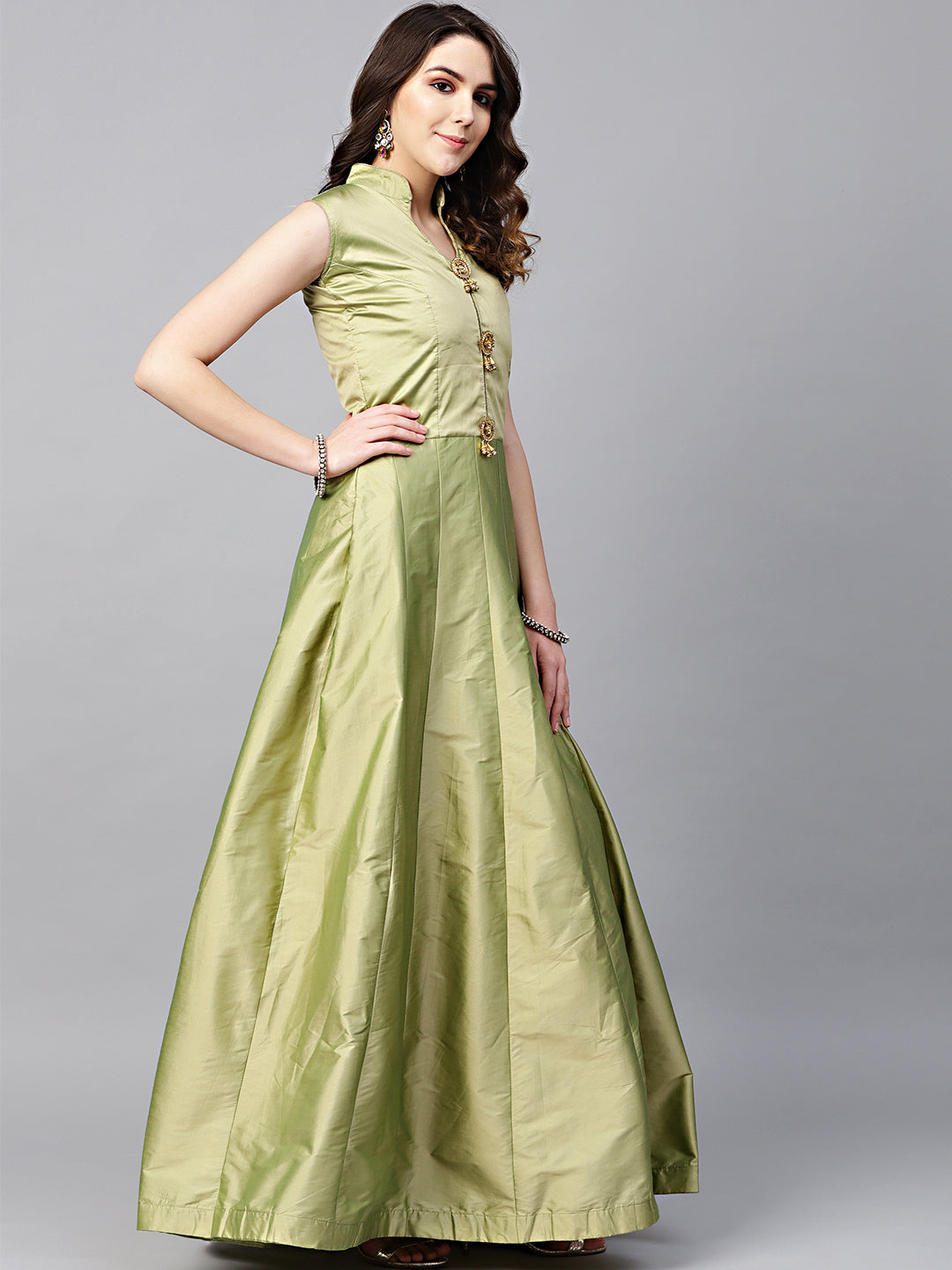 Silk Anarkali Kurta Gown with Banarasi Dupatta