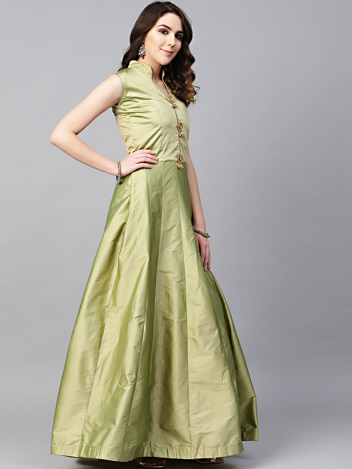 Silk Anarkali Kurta Gown with Banarasi Dupatta
