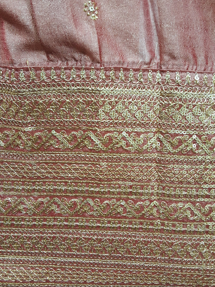 Silk Zari Embroidered Slit Kurta with Pant and Dupatta in Dusty Pink