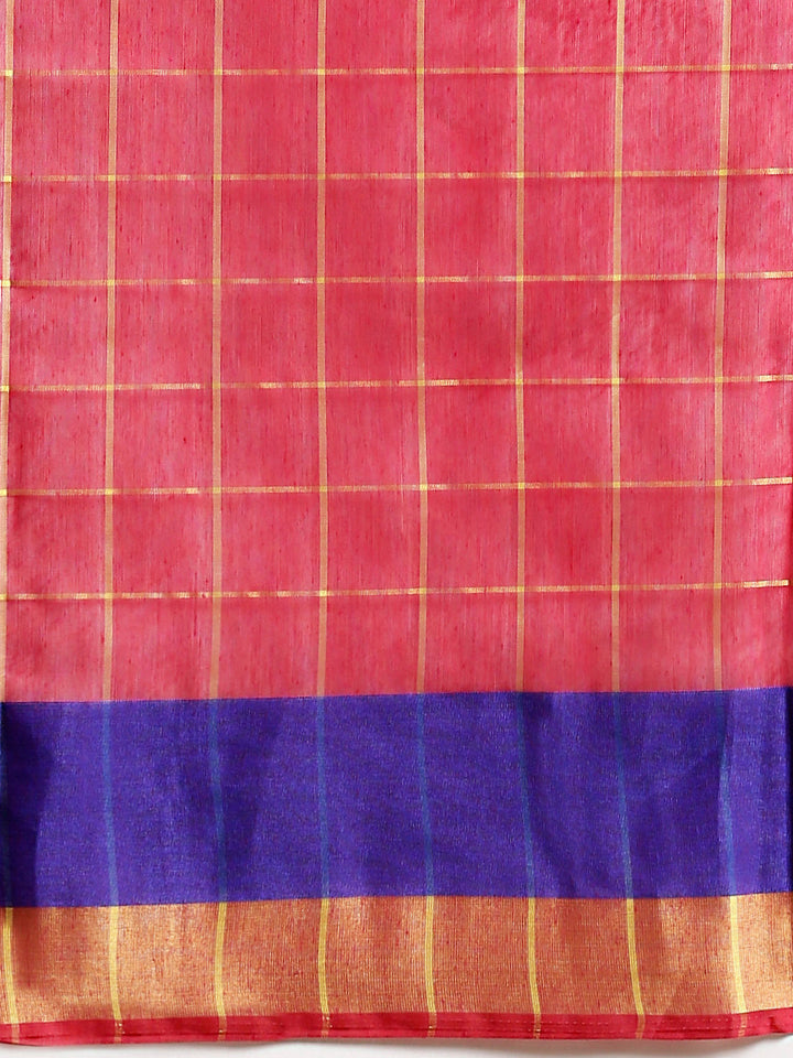Checked Chanderi Silk Saree with Jacquard Blouse